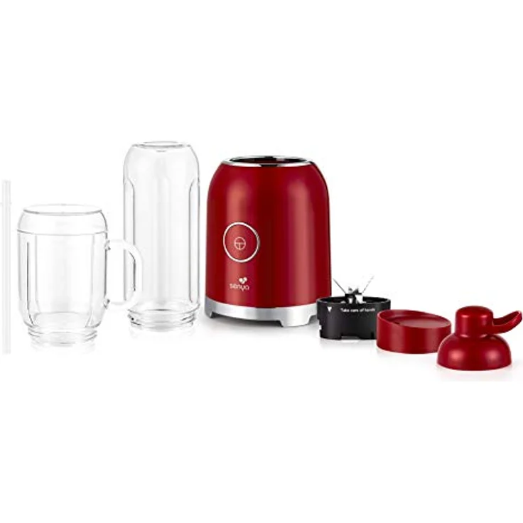 Senya Standmixer Smoothie mit 2 tragbaren Flaschen, Rot, Juicy Delight 250 W, 6 Klingen aus Edelstahl, SYCP-M025, BPA-frei – Bild 9