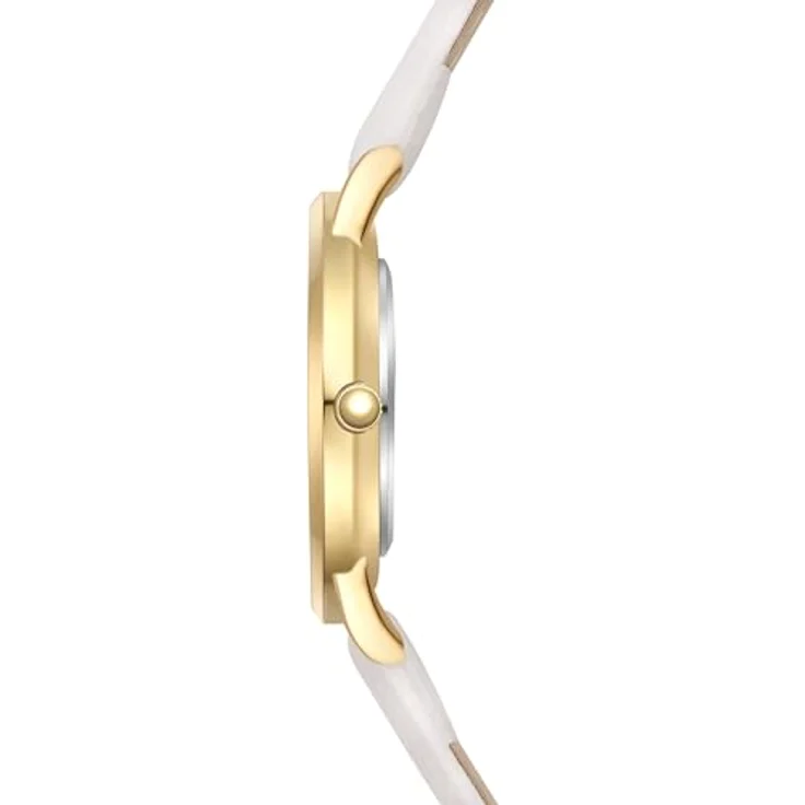 Eastside Damen Uhr 10080154, analog Quarzwerk mit weißem Echtlederarmband und Gelbgold-Gehäuse – Bild 4