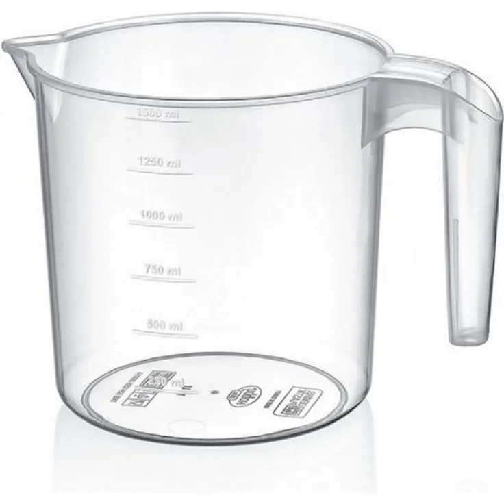 hobby life Messbecher Runder Messbecher Messglas Messbehälter 1000 ml Transparent, stabiler Griff und auslaufsicherer Ausgießer