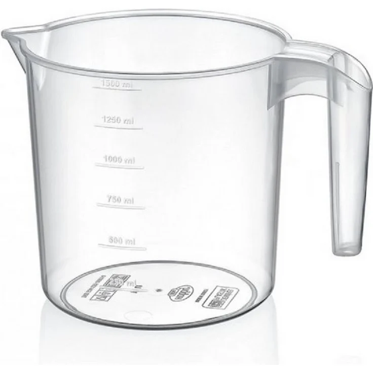 hobby life Messbecher Runder Messbecher Messglas Messbehälter 1000 ml Transparent, stabiler Griff und auslaufsicherer Ausgießer