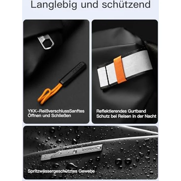 Inateck Gürteltasche 3,8 L, Leichte Crossbody Umhängetasche in Schwarz mit Wasserabweisendem Material und Verstellbarem Schultergurt – Bild 6
