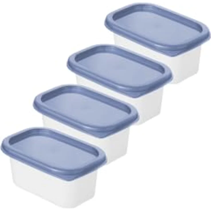 Rotho Gefrierdosen-Set Domino 4 x 0,2 L blau Frischhaltedose Kühlschrankdose - Luftdicht & mikrowellentauglich, BPA-frei – Bild 2