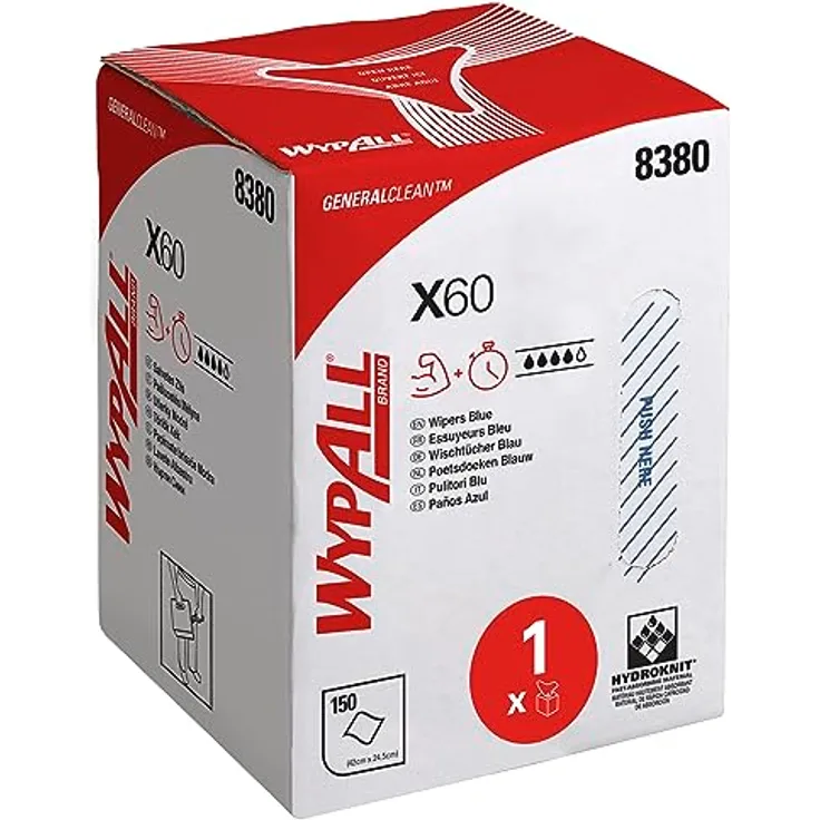 Wypall Wischtücher Wypall X60 1-lagig 42x24,5cm Multibox hellblau
