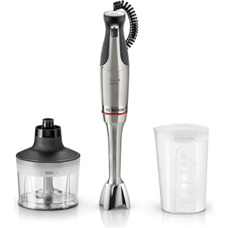 BOSCH Stabmixer ErgoMaster Serie 8, MSM8M930, 1500 W, Edelstahl, 6 Klingen, Spiralkabel, Zerkleinerer, luftgekühlter Motor, Mixbecher – Bild 2