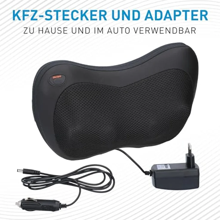 Grundig Massagegerät - Massagekissen zur Linderung von Muskelschmerzen - Rückenmassagegerät mit 4 Massageköpfen und Infrarot-Heizung - mit 2 Steckern (inkl. Autostecker) - Schwarz – Bild 3