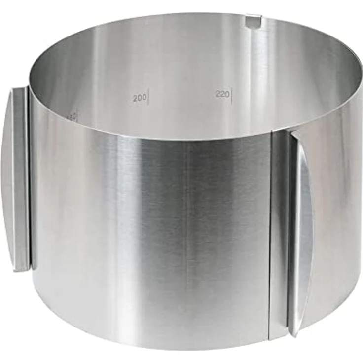 wenco verstellbarer Tortenring mit Skala, 15 cm Höhe, Edelstahl, 16-30 cm Durchmesser, hitzebeständig, für Kuchen und Torten – Bild 1