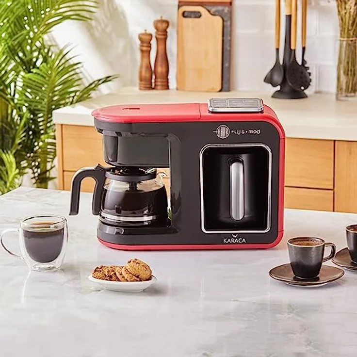 KARACA Hatır Plus Mod 5 in 1 Tee- und Kaffeemaschine, rot, für 10 Tassen, Filterkaffee und türkischen Mokka – Bild 2