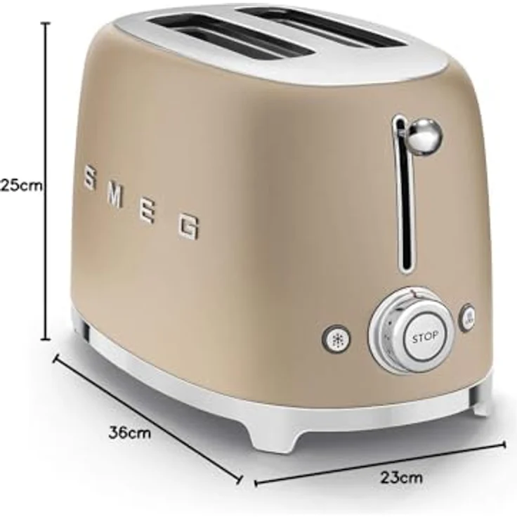 SMEG TSF01CHMEU Doppelschlitztoaster, 950W, 6 Bräunungsstufen, champagner matt – Bild 6
