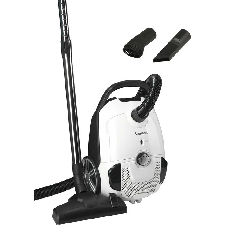 Hanseatic Bodenstaubsauger HBVC80012WMC, 800 W, super silence, höhenverstellbares Saugrohr, 12 m Aktionsradius, elektronische Saugkraftregulierung, weiß