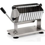 Zelsius Edelstahl Currywurstschneider für 18 mm Scheiben | 10 extra scharfe Messer mit Wellenschliff | Bratwurstschneider manuell für Imbiss, Gastro | Hand Curry Wurst Schneider, Wurstschneider