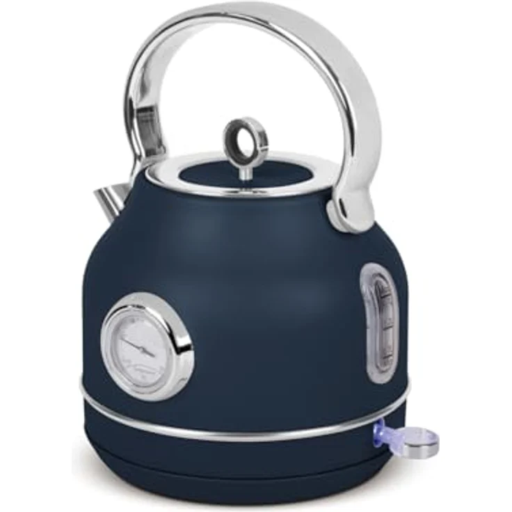 Berlinger Haus Wasserkocher 1,7 L Deep Sea Collection BH-9764, Edelstahl 18/10, mit Thermometer und Schutz vor Trockenlauf, mattblau, 2200 W, 360° Basis – Bild 1