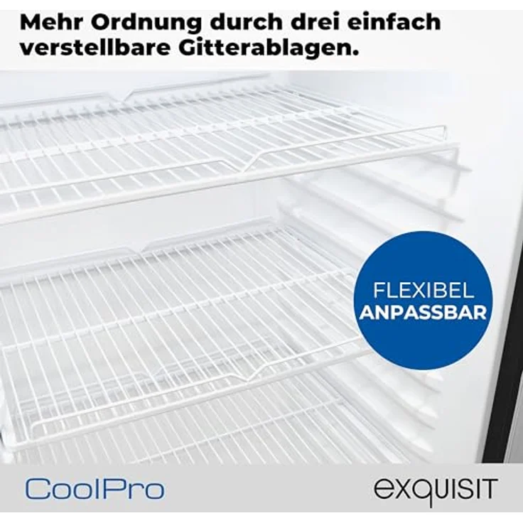 exquisit Getränkekühlschrank GKS180-GT-430D, 200l Glastürkühlschrank mit LED-Beleuchtung, Umluftventilator, 3 Ablagen, manuelle Temperaturregelung – Bild 4