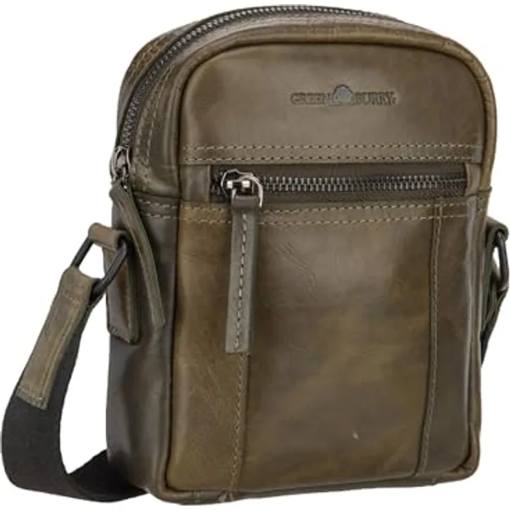 Greenburry Newport Mini Bag, Umhängetasche aus 100% Leder, 18 cm, grün
