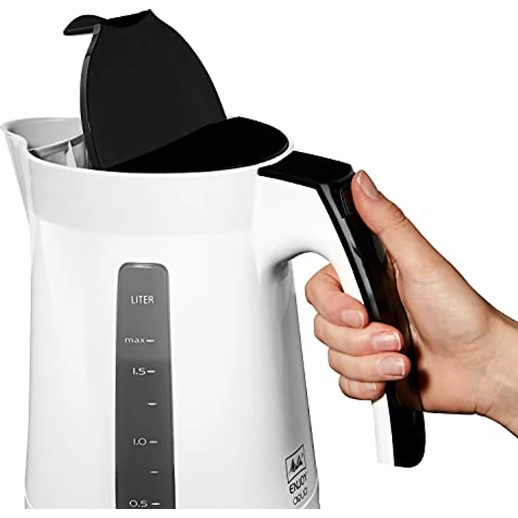 Melitta Enjoy Wasserkocher Aqua 1,7 Liter Hochglanz 2.400 Watt schwarz-weiß, 100301 wh-bk – Bild 3