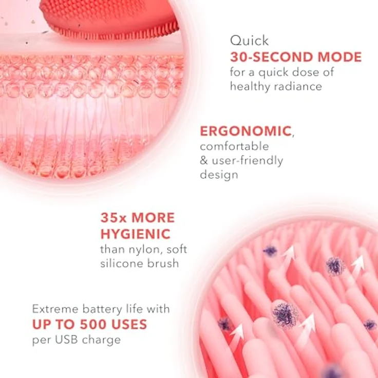FOREO LUNA™ 4 mini Coral, Gesichtsreinigungsbürste mit 8.000 T-Sonic™ Pulsationen, zweiseitiger Anwendung und 30-sekündigem Glow-Boost-Modus – Bild 3