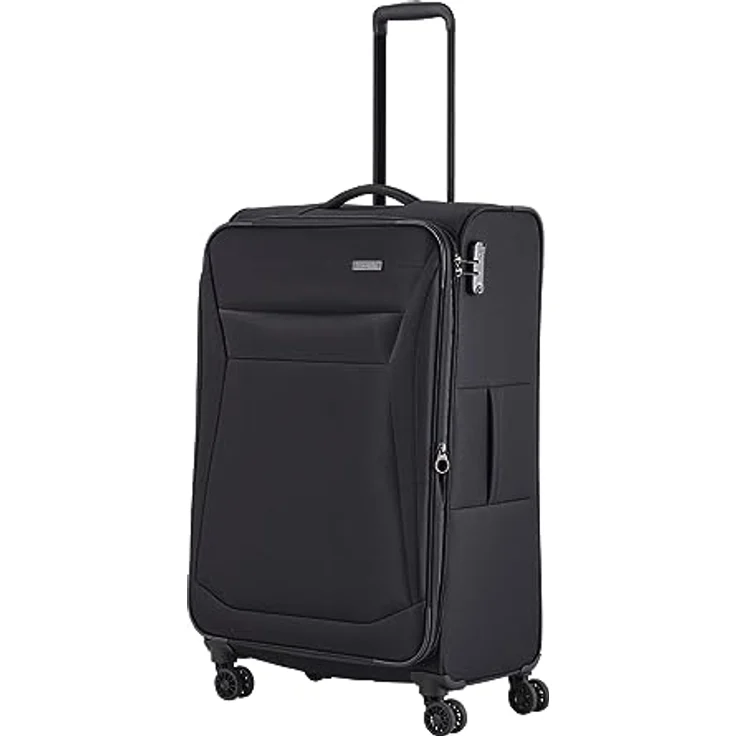 travelite 4-Rad Koffer Größe L Weichschale, Gepäck Serie CHIOS mit Dehnfalte + Kantenschutz, Trolley in zeitloser Optik, 78 cm, 90 - 97 Liter, Schwarz – Bild 1
