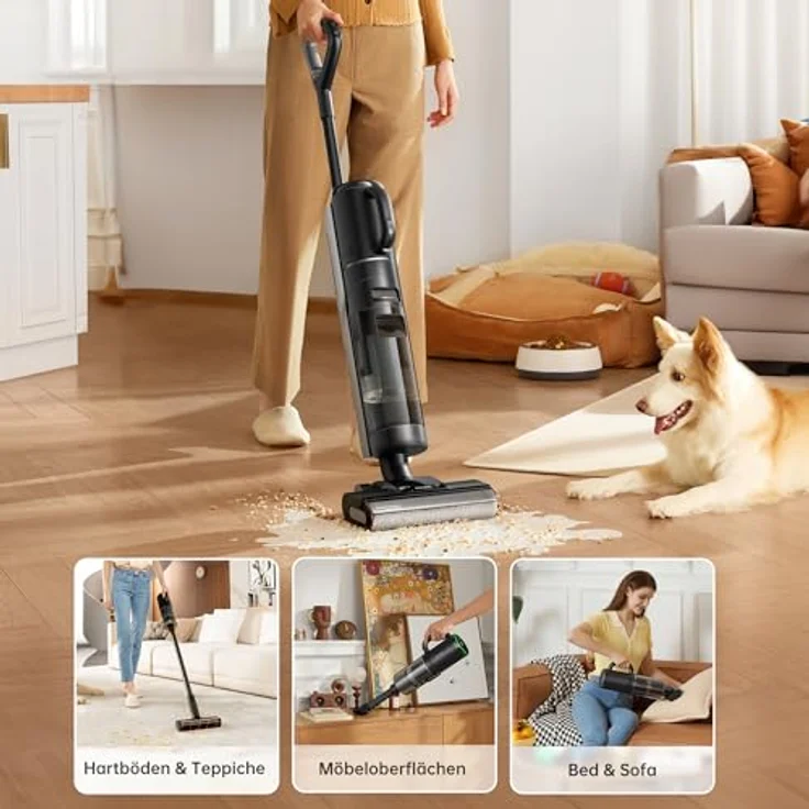 Dreame H12 Dual Nass Trocken Komplett-Staubsauger, 4-in-1 Kabelloser Staubsauger für mehrere Oberflächen, Selbstreinigung in einem Schritt mit Heißlufttrocknung, Reinigung von Kante zu Kante, App – Bild 2