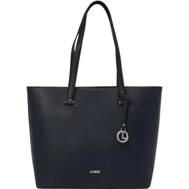 L.Credi Filippa Shopper Tasche, 40 cm, blau, 100% Polyurethan, 29 cm hoch, 12 cm tief – Bild 1