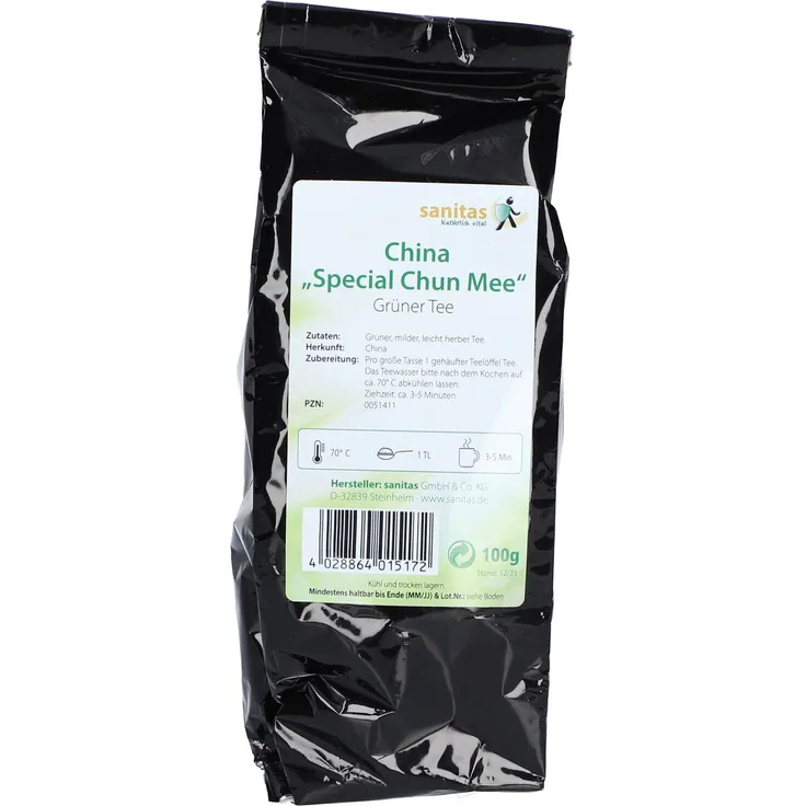 sanitas Grüner TEE China special Chun Mee, 100 g loser Tee mit charakteristischem Geschmack
