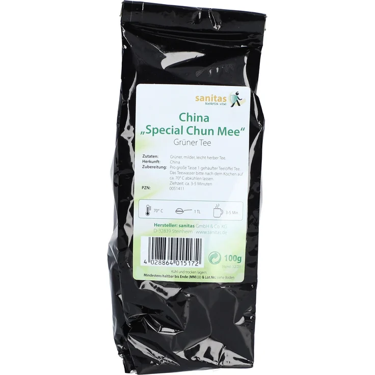 sanitas Grüner TEE China special Chun Mee, 100 g loser Tee mit charakteristischem Geschmack