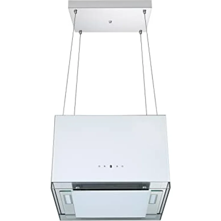 Respekta Centa Inselhaube 50 cm, Dunstabzugshaube aus Stahlblech mit Glasumrandung in Weiß, Umluftfunktion, A+, 50 – 69 dB – Bild 1