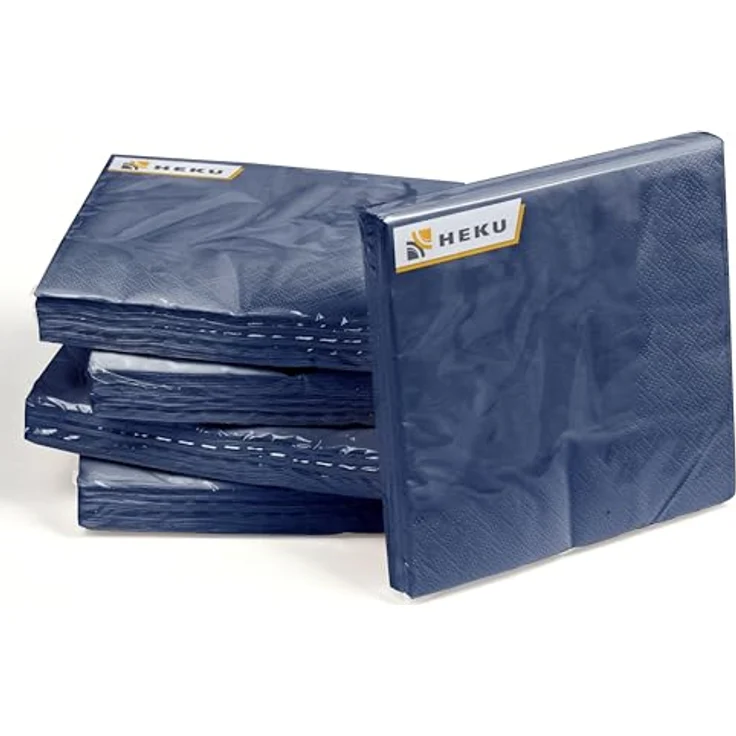HEKU 100 einfarbige Servietten, dreilagig, 33x33cm, hoch saugfähig, dunkelblau, 5er-Packung für Veranstaltungen & Gastronomie – Bild 5