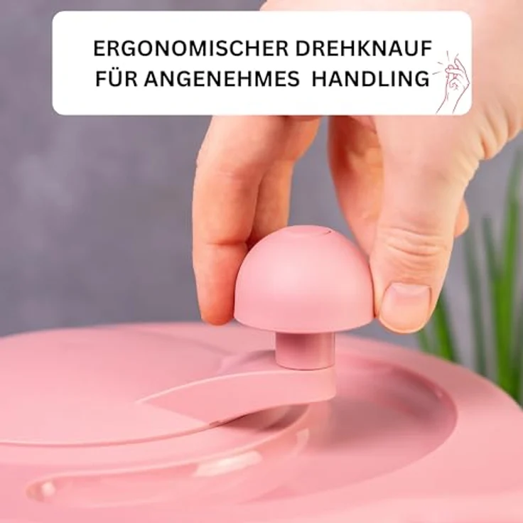 Westmark Fortuna Salatschleuder, 5 Liter, BPA-frei, transparent/rosa, ergonomischer Drehknauf, made in Germany – Bild 4