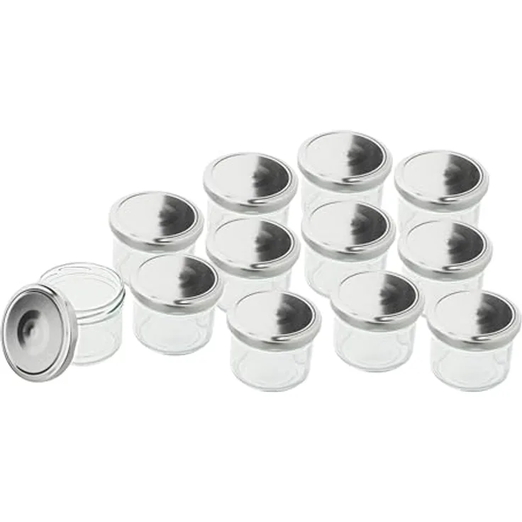 VBS XXL Gläser mit Schraubdeckel, 150 ml, 12 Stück, transparent, ideal für Lebensmittelspeicherung