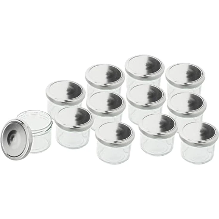 VBS XXL Gläser mit Schraubdeckel, 150 ml, 12 Stück, transparent, ideal für Lebensmittelspeicherung – Bild 1