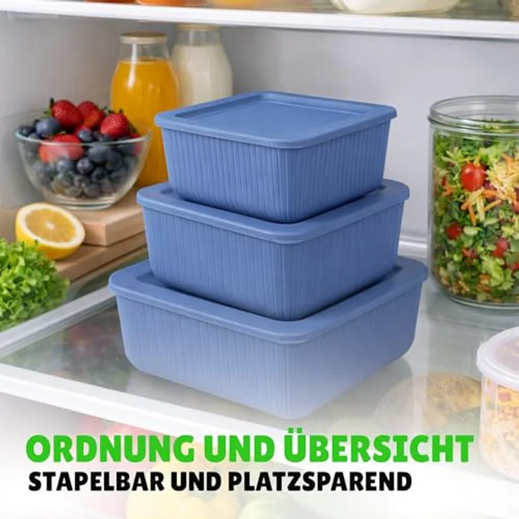 HOPEG Frischhaltedose 3er Set, luftdicht und BPA-frei, Kunststoff Vorratsdosen in Blau, 0,5 L, 1 L, 1,5 L – Bild 5