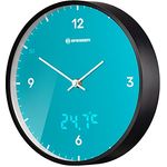 Bresser Funkuhr Wanduhr MyTime LEDsec mit 24 cm großem Ziffernblatt, LED-Sekundenanzeige, Innentemperatur und geräuschlosem Funkuhrwerk, Sky Blue blau