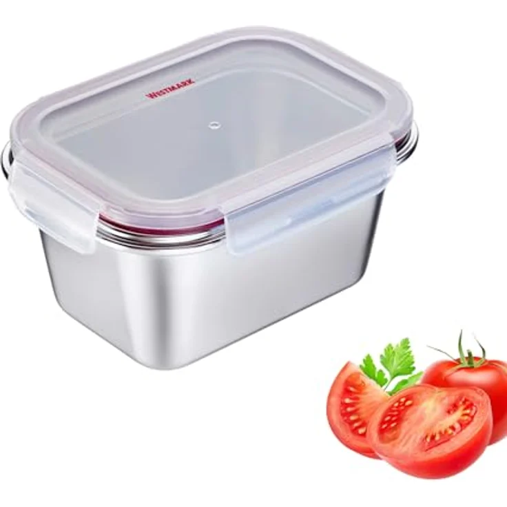 Westmark Edelstahl Lunchbox, Auslaufsichere Bento Box, Mikrowellen- & Ofenfest, BPA-frei, 1000 ml, Silber – Bild 1