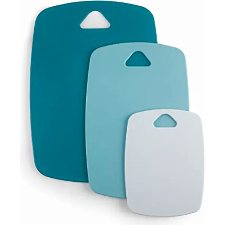 Lacor - 60555 - Set mit 3 OCEAN Schneidebrettern, Schneidebrett, ideal zum Schneiden von Lebensmitteln, Aufhängeloch, Polypropylen, Größen: 20x15 cm, 30x20 cm und 35x25 cm, Blau