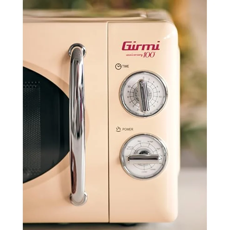 Girmi FM2105 Mikrowelle im Vintage-Design, Standgerät, 20 Liter Garraum, 700 + 800 Watt, Creme – Bild 4