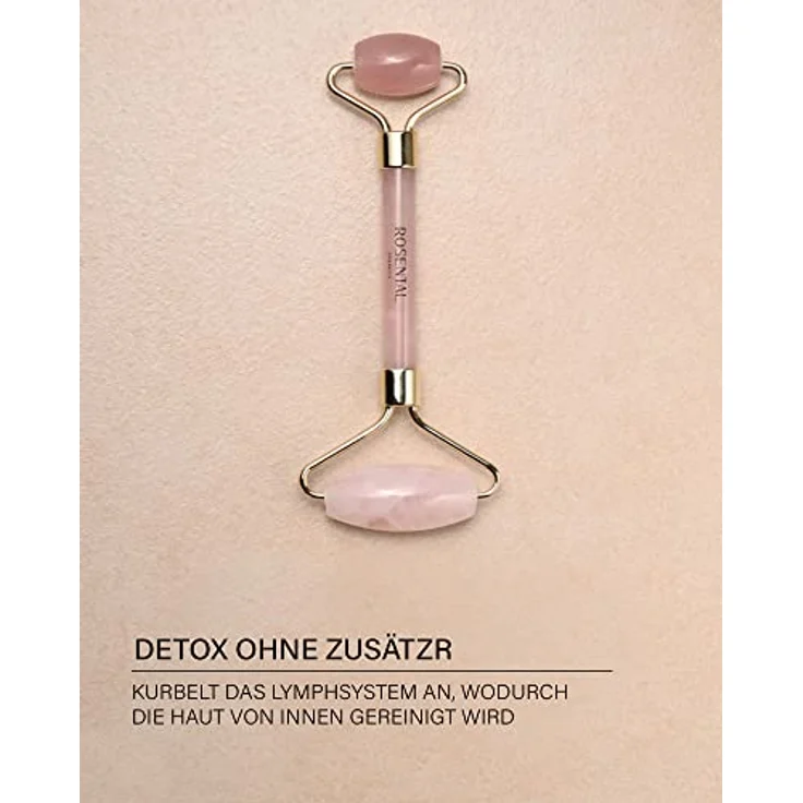 Rosental Organics Rose Quartz Roller, Gesichtsmassagegerät aus 100% natürlichen Rosenquarz – Bild 5