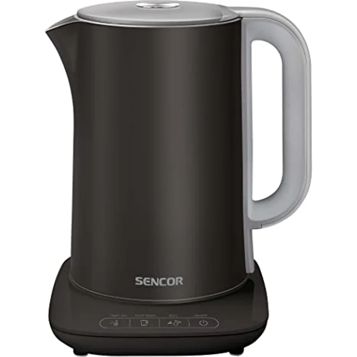 Sencor SWK 1592BK Glaswasserkocher 1,5 Liter Fassungsvermögen 2150 Watt Leistung Edelstahl Innenbeleuchtung 100% BPA frei Temperatureinstellung (50°C bis 100°C)