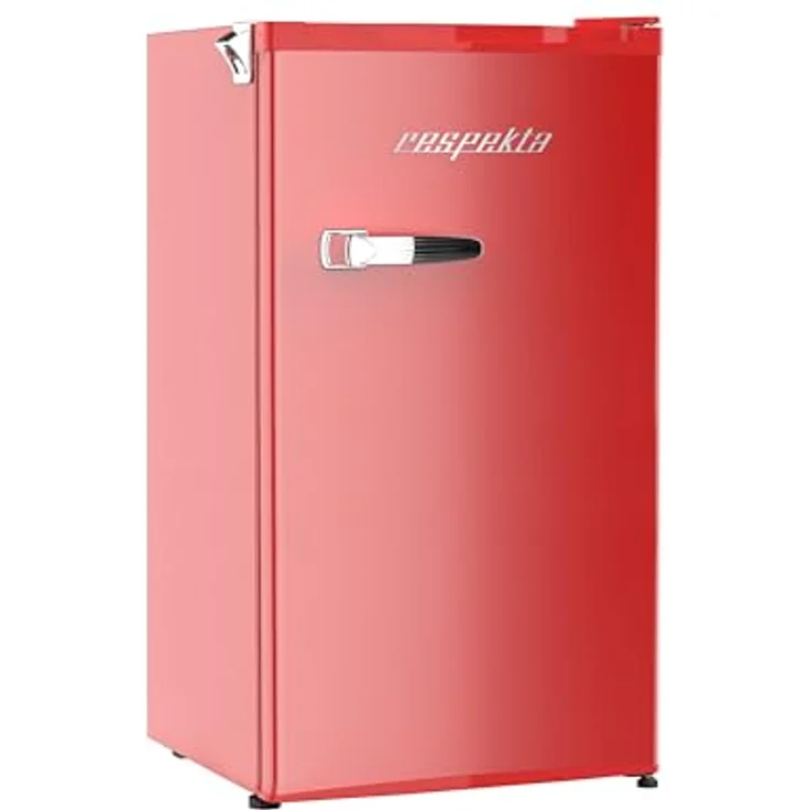Respekta Rico KG83-52, Retro Kühlschrank freistehend mit Kältefach, 92 Liter, Rot, 39 dB – Bild 6