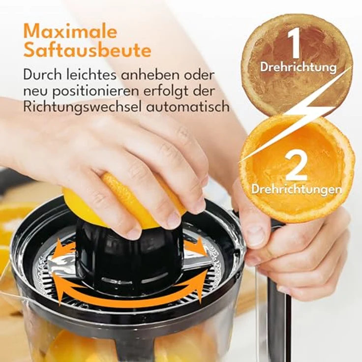 Lebenlang Elektrische Zitruspresse, BPA-frei mit 40W, 2 Drehrichtungen, spülmaschinenfest, Auto ON/OFF, 700ml Behälter – Bild 4