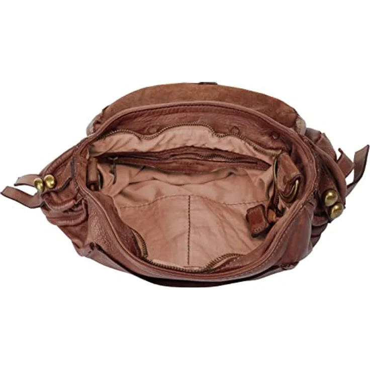 Samantha Look Umhängetasche, echt Leder, Made in Italy, 30 cm x 26 cm, mattgoldene Metallapplikationen – Bild 4
