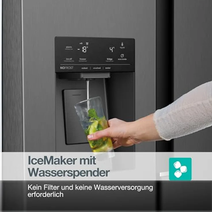 GORENJE NRS917C61BX Side-by-Side Kühlschrank, 528 l, Schwarz Inox Look, Wasser- und Eiswürfelspender, 1786 mm hoch – Bild 5