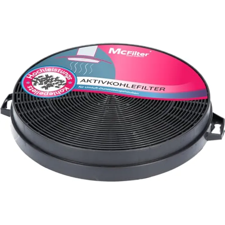 McFilter Aktivkohlefilter Ø 210mm für Dunstabzugshaube - Geeignet für Constructa 00353121, Bosch/Neff DHZ5140, Bauknecht 481281718524 AEG/Juno 902979371/9 - Schwarz