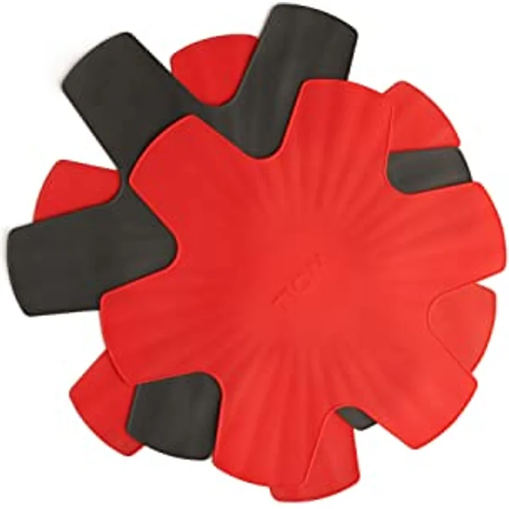 Woll Silicone Silikon-Spritzschutzset, 2x Ø 35 cm und 1x Ø 40 cm, hitzebeständig bis 230°C, Rot/Grau – Bild 3