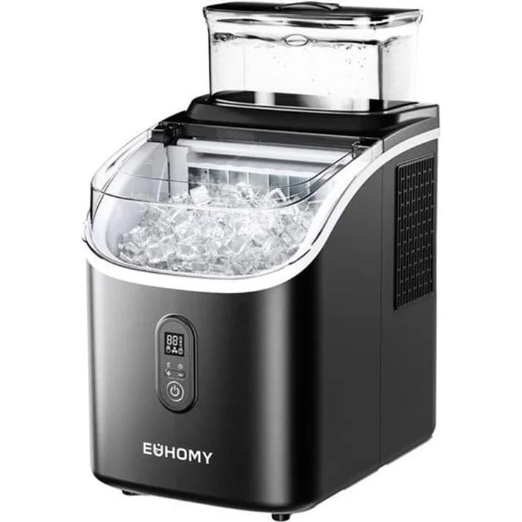 Euhomy Eismaschine IM005, 15kg Ice Maker mit LED Steuerung und 3 einstellbaren Eisstärken, Schwarz