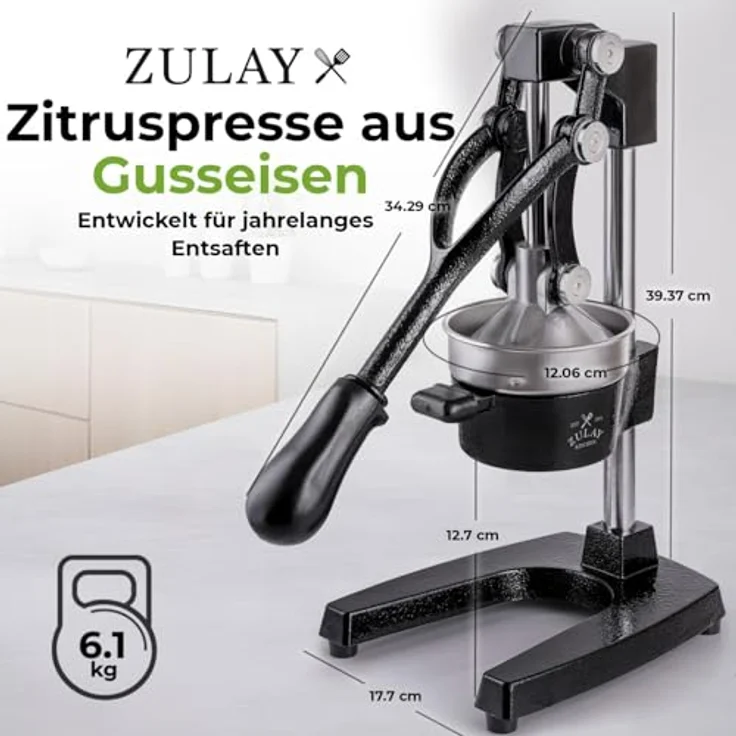 Zulay Zitruspresse - Zitronenpresse aus Metall, hochwertig, robust, manuell Large schwarz – Bild 4
