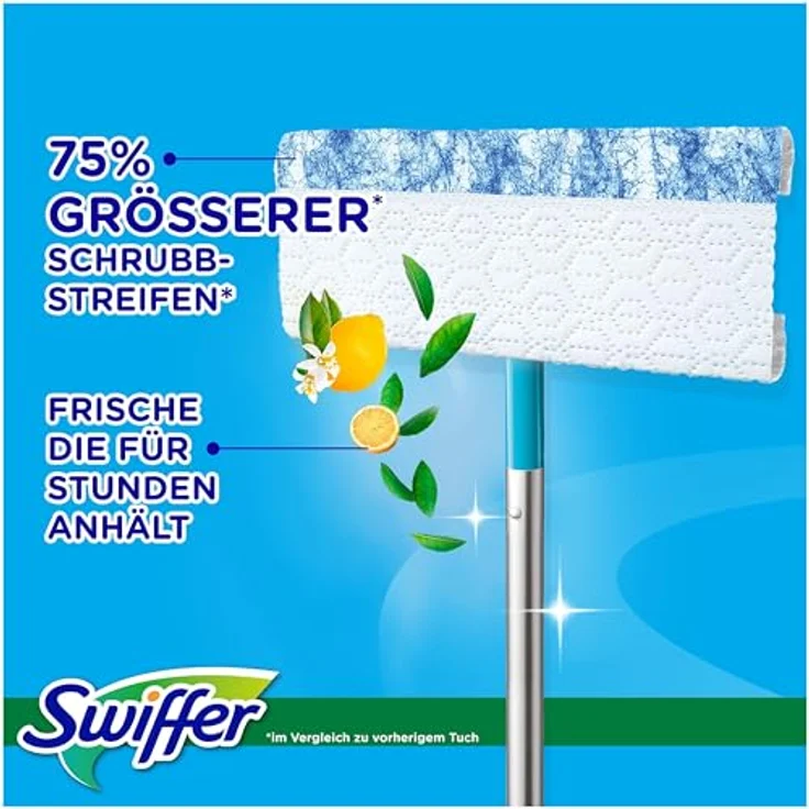 Swiffer Citrus Fresh Nass-Set (1 Bodenwischer + 6 Bodenfeuchttücher) - Effektive Reinigung gegen trockene Flecken – Bild 4