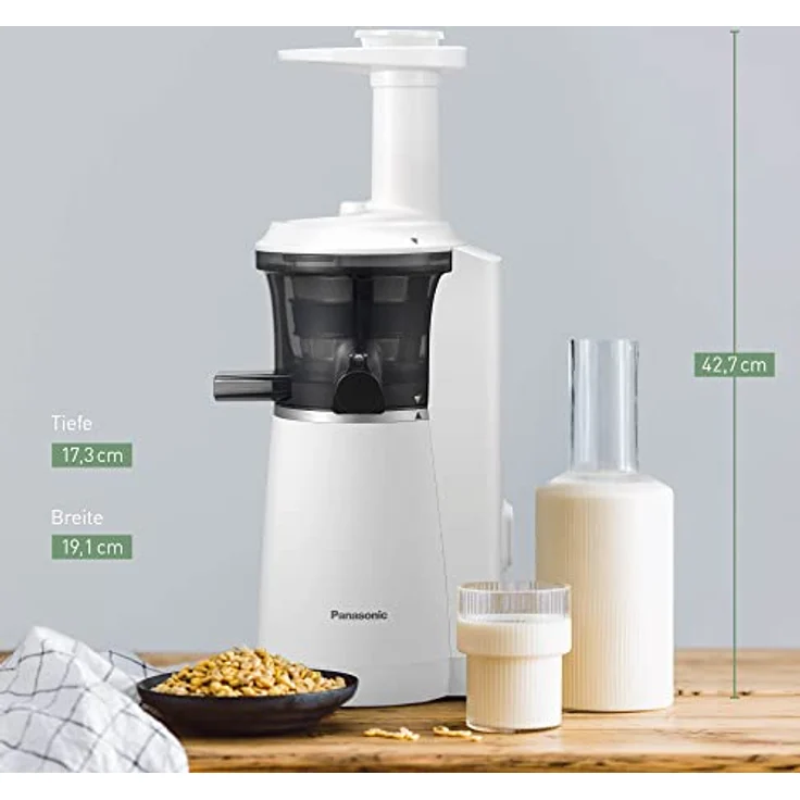 Panasonic Slow Juicer MJ-L501WXE Entsafter (Entsafter für Obst und Gemüse, Saftpresse, Edelstahl und Kunststoff, Entsafter elektrisch, 150 W, weiß) – Bild 9