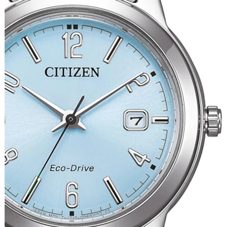 Citizen Damenuhr Eco-Drive Solar mit Edelstahl Gliederband Silberfarben/Hellblau FE1241-71L – Bild 2