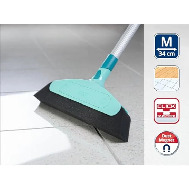 Leifheit Schaumstoffbesen Classic 34 cm, optimal für Allergiker mit schräger Stielanbindung, Besenkopf ohne Stiel, für die schnelle Entfernung von feinstem Staub und Schmutz, mit Click-System – Bild 3