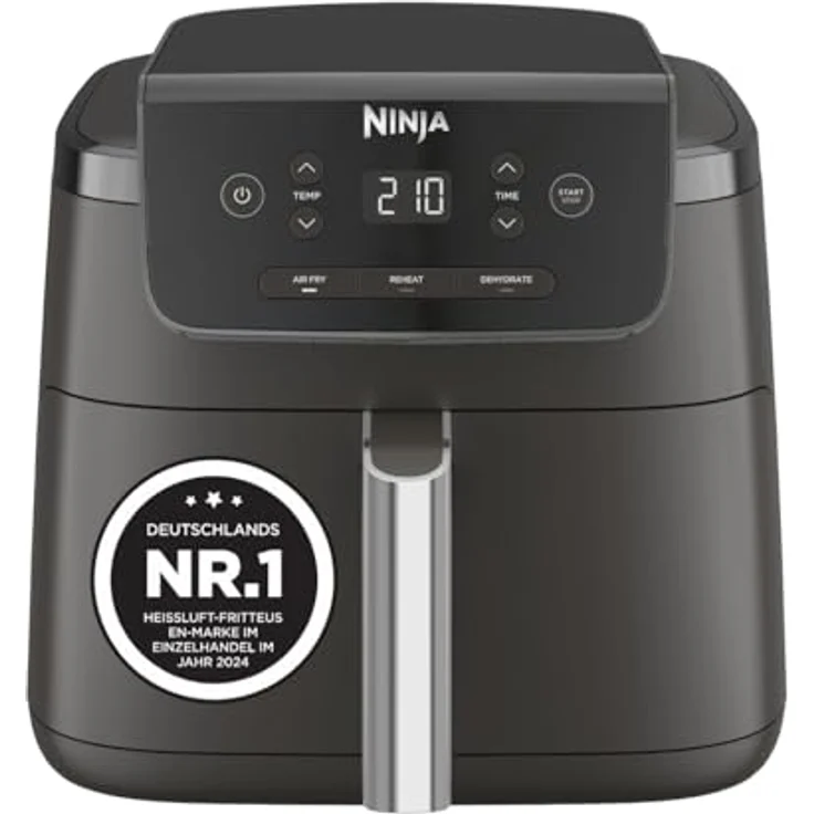 Ninja AF110EU Heißluftfritteuse 4,7L, 3-in-1 mit AirCrisp-Technologie, 2000W, Schwarz, für 1-2 Portionen – Bild 1