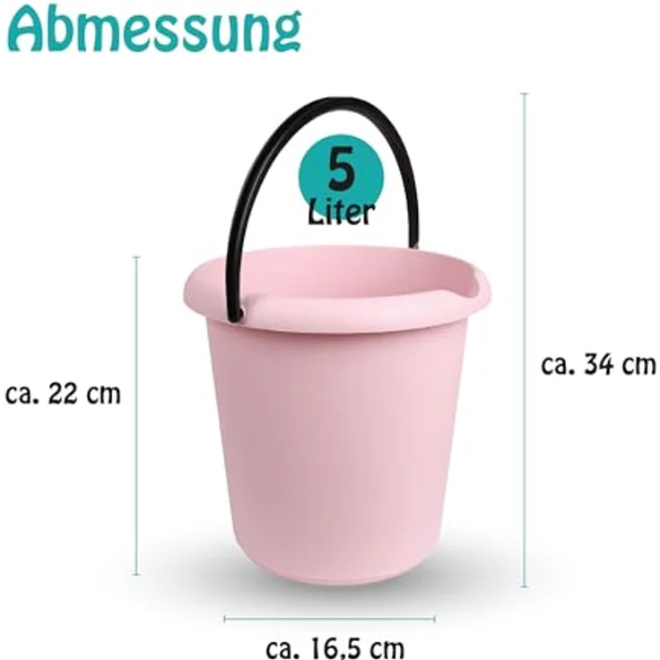 ProHome Putzeimer 5 Liter, 2-tlg. Kunststoff-Eimer in Rosa, Grün oder Anthrazit, BPA-frei, mit Mess-Skala, Made in EU – Bild 7